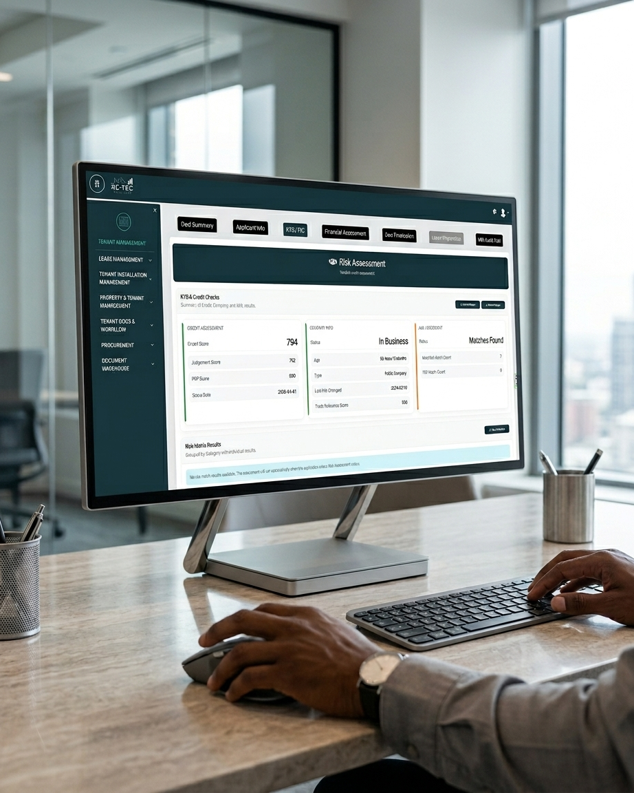 RE-TEC risk assessment dashboard on desktop